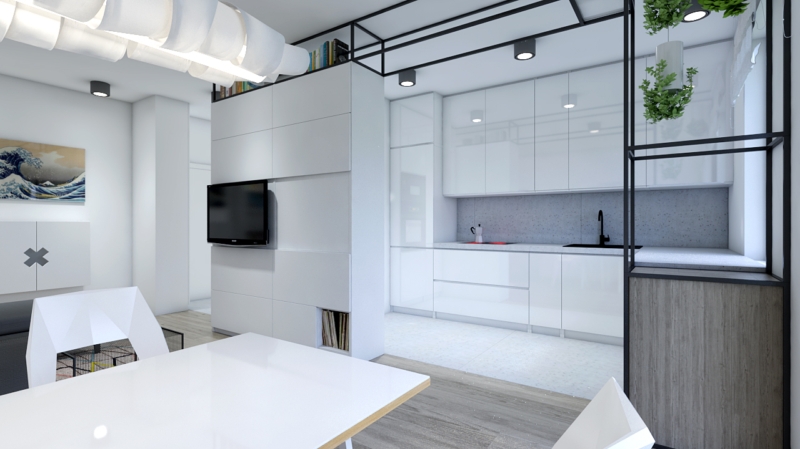 studio2design | mieszkanie 43m² | wizualizacja | projekt: Aleksandra Rychlewska | wizualizacje: Aleksandra Rychlewska, Tomasz Olchiwier
